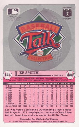 1989 Topps/LJN Baseball Talk #144 Lee Smith Back