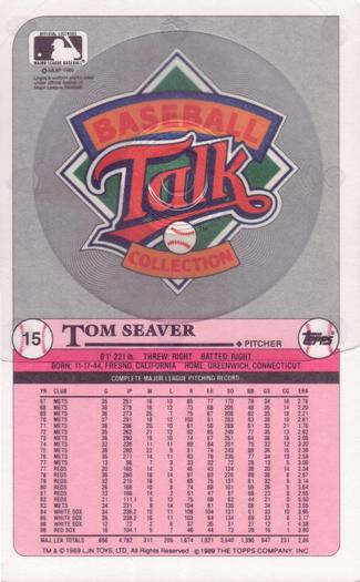 1989 Topps/LJN Baseball Talk #15 Tom Seaver Back