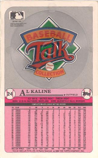1989 Topps/LJN Baseball Talk #24 Al Kaline Back