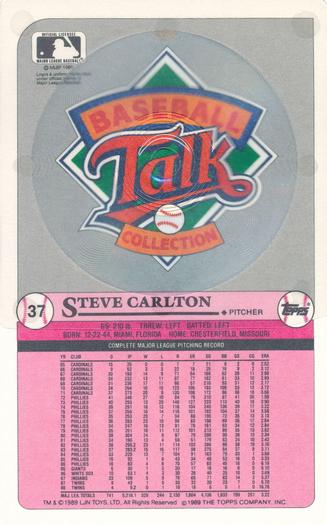 1989 Topps/LJN Baseball Talk #37 Steve Carlton Back