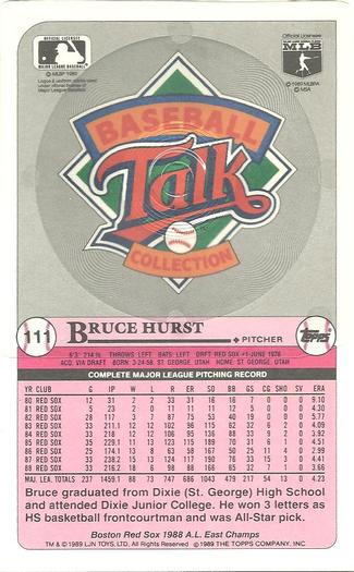 1989 Topps/LJN Baseball Talk #111 Bruce Hurst Back