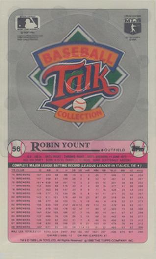 1989 Topps/LJN Baseball Talk #56 Robin Yount Back