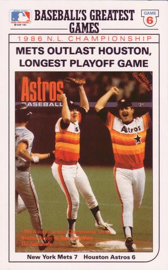 1989 Topps/LJN Baseball Talk #5 1986 N.L. Championship Game 6 Front