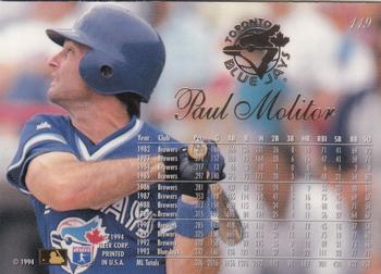 1994 Flair #119 Paul Molitor Back