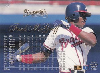 1994 Flair #131 Fred McGriff Back