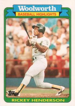 1990 Topps Woolworth Baseball Highlights #14 Rickey Henderson Front