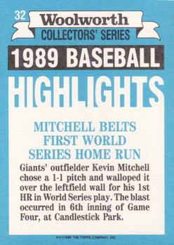 1990 Topps Woolworth Baseball Highlights #32 Kevin Mitchell Back