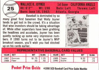 1990 SCD Baseball Card Price Guide Monthly #25 Wally Joyner Back