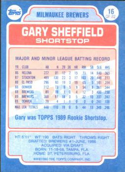 1990 Topps Bazooka #16 Gary Sheffield Back