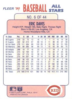 1990 Fleer Baseball All-Stars #6 Eric Davis Back