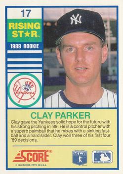 1990 Score Rising Stars #17 Clay Parker Back
