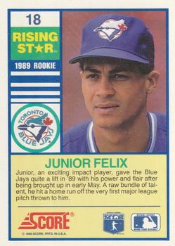 1990 Score Rising Stars #18 Junior Felix Back