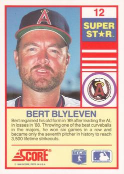 1990 Score 100 Superstars #12 Bert Blyleven Back