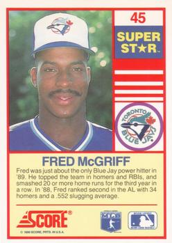 1990 Score 100 Superstars #45 Fred McGriff Back