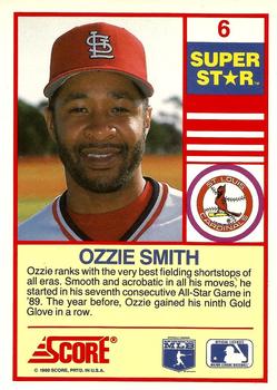 1990 Score 100 Superstars #6 Ozzie Smith Back