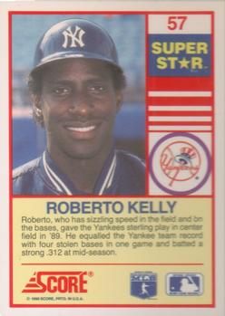 1990 Score 100 Superstars #57 Roberto Kelly Back