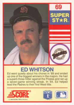 1990 Score 100 Superstars #69 Ed Whitson Back