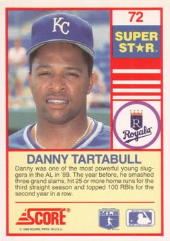 1990 Score 100 Superstars #72 Danny Tartabull Back
