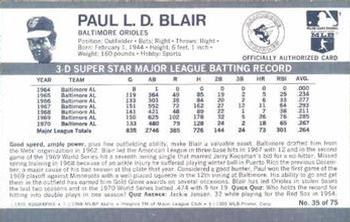 1971 Kellogg's 3-D Super Stars #35 Paul Blair  Back