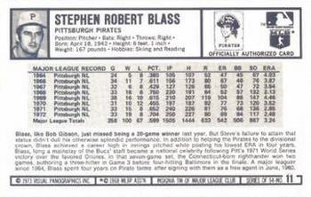 1973 Kellogg's Pro Super Stars #11 Steve Blass Back