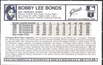 1973 Kellogg's Pro Super Stars #8 Bobby Bonds Back