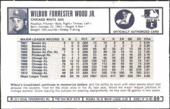 1973 Kellogg's Pro Super Stars #9 Wilbur Wood Back