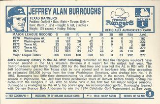 1975 Kellogg's 3-D Super Stars #8 Jeff Burroughs  Back