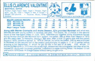 1978 Kellogg's 3-D Super Stars #19 Ellis Valentine Back