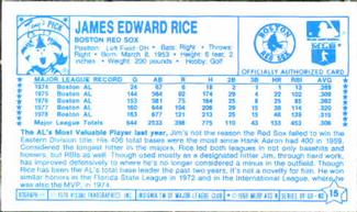1979 Kellogg's 3-D Super Stars #15 Jim Rice Back
