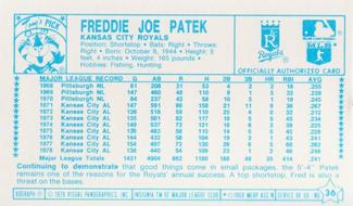 1979 Kellogg's 3-D Super Stars #36 Freddie Patek Back