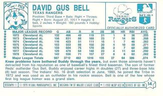 1979 Kellogg's 3-D Super Stars #14 Buddy Bell Back