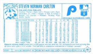 1979 Kellogg's 3-D Super Stars #18 Steve Carlton Back