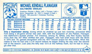 1979 Kellogg's 3-D Super Stars #48 Mike Flanagan Back
