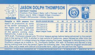 1980 Kellogg's 3-D Super Stars #17 Jason Thompson Back