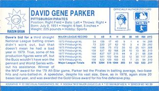 1980 Kellogg's 3-D Super Stars #23 Dave Parker Back
