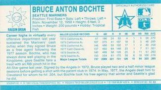 1980 Kellogg's 3-D Super Stars #59 Bruce Bochte Back