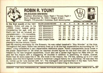 1981 Kellogg's 3-D Super Stars #57 Robin Yount Back