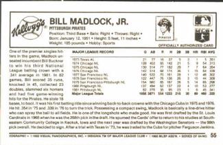 1982 Kellogg's 3-D Super Stars #55 Bill Madlock Back