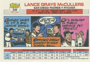 1988 Topps Big #38 Lance McCullers Back