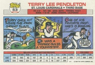 1988 Topps Big #53 Terry Pendleton Back