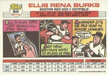1988 Topps Big #80 Ellis Burks Back