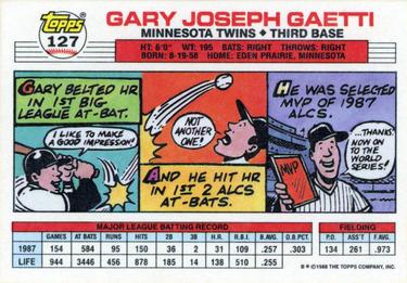 1988 Topps Big #127 Gary Gaetti Back