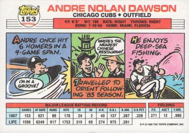 1988 Topps Big #153 Andre Dawson Back