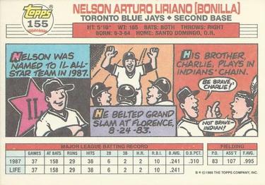 1988 Topps Big #155 Nelson Liriano Back