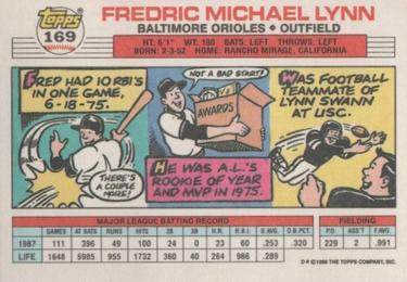 1988 Topps Big #169 Fred Lynn Back