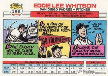 1988 Topps Big #186 Eddie Whitson Back