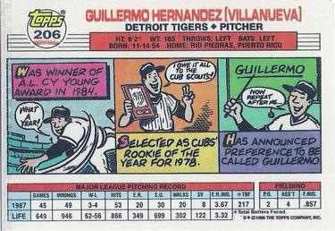 1988 Topps Big #206 Guillermo Hernandez Back
