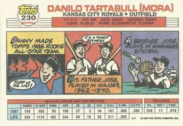 1988 Topps Big #230 Danny Tartabull Back