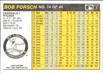 1987 Fleer Award Winners #14 Bob Forsch Back