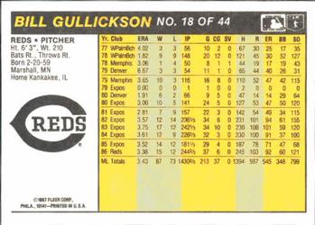 1987 Fleer Award Winners #18 Bill Gullickson Back